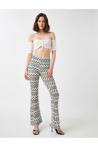 Koton Trägerlose Crop-Bluse mit Bindedetail