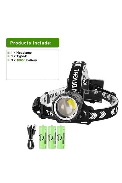 Choice1 مصباح رأس LED قوي بعيد المدى XHP70 B بقوة 800 واط، سطوع 1000000 لومن،...