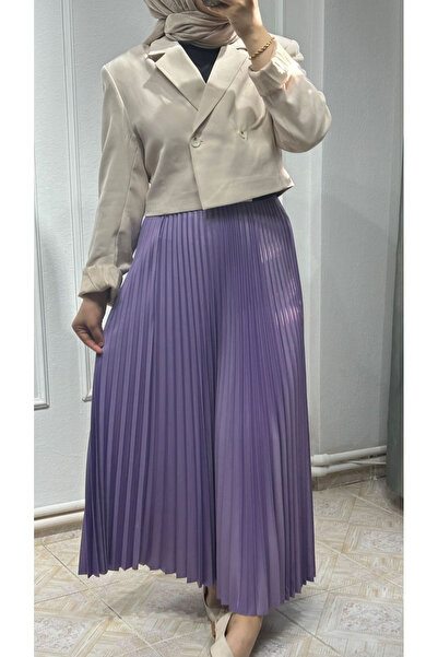 Butik Deri görünümlü pilise etek