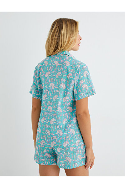 Koton Buttoned Pajama Top Short Sleeve Shirt Collar Cotton