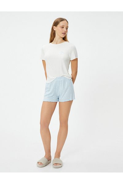 Koton Set de pijama pantaloni scurți cu mânecă scurtă cu decolteu rotund Imprimat