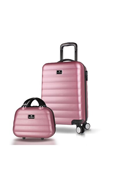 My Valice Colors Abs Makyaj ve Kabin Boy Rose Gold  2'li Valiz Seti
