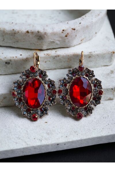 FAYRA ACCESSORIES Ruby Earrings with Red Zirconia