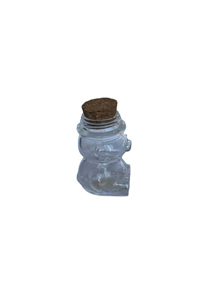 DODOPAZAR Ayı Cam Şişe - Mantar Tıpalı Ayı Şeklinde Cam Şişe - Bal İçin Ayı Şişe- Hediyelik Cam Şişe - 35 ML