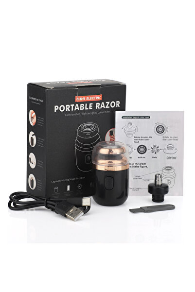 Choice ماكينة حلاقة كهربائية صغيرة سوداء قابلة للغسل، ماكينة حلاقة للسفر، مزو...