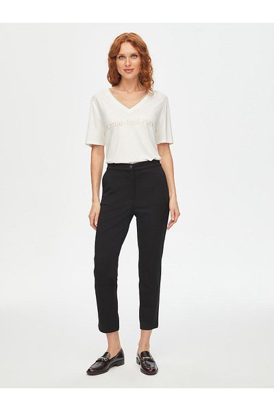 Faik Sönmez Front Stitched Slim Fit Diagonal Texture Knitted Trousers 69485