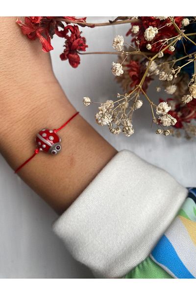 BAE ATOLYE Ladybug Red Murano Glass Rope Bracelet