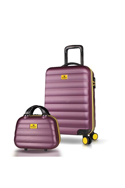 My Valice Colors Abs Makyaj ve Kabin Boy Mürdüm 2'li Valiz Seti