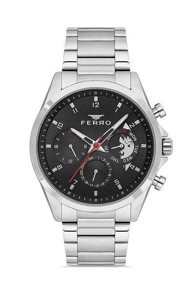 FERRO Silver Steel Band Men's Wrist Watch Fm11460Awt-A2