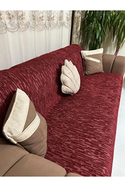 Tekstilsa Sponge Sofa Cover New Fashion Burgundy Color 1Pc Anti-Slip and Anti-Wrinkle Design
