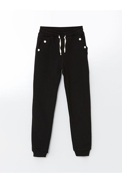 LC Waikiki Pantaloni de sport Jogger pentru fete LCW Kids cu talie elastică neagră