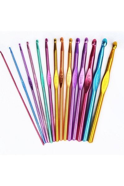Choice 14pcs Set 14 Pcs Aluminum Knitting Needles Metal Crochet Set Mixed Hook Weave Sweater Diy Hand Craft