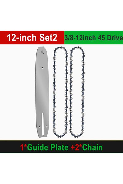 Choice 12-inch Set2 12" Guide Bar & 45 Link Chain Set 3/8"LP Pitch 0.050" Groove Width Rounded Teeth Alloy