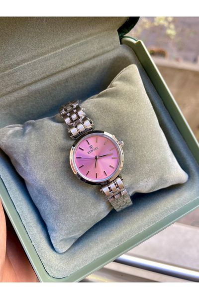 Reward Steel Pink Dial Silver Cord Waterproof Women's Wristwatch