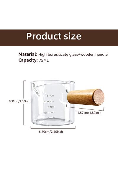 Choice 75ml Heat-resisting Glass Espresso Measuring Cup Double/Single Mouth Glass Milk Jug With Handle G...