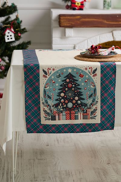 AYSHOME Ays Home Christmas Tree Mint Gingham Runner