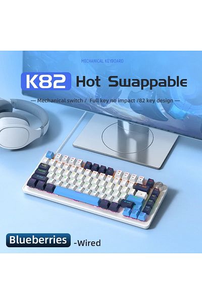 Choice لوحة مفاتيح ميكانيكية سلكية بمقبض متعدد الوظائف من Blueberry APAYDO K82، تخطيط 75%، 82 مفتاحًا، F