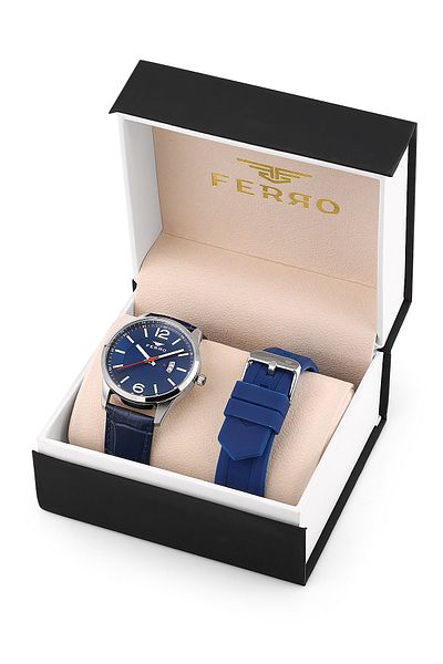 FERRO Navy Blue Silicone Cord Men's Wristwatch F11316Bd-L