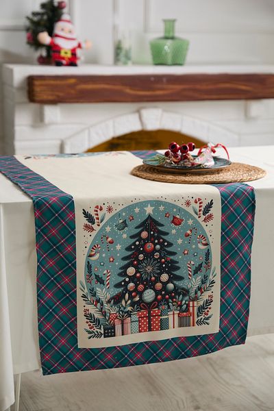 AYSHOME Ays Home Christmas Tree Mint Gingham Runner