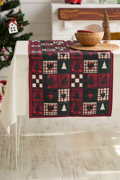 AYSHOME Ays Home Anul Nou Claret Red Patchwork Runner