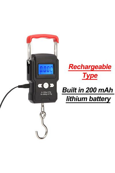 Choice USB Charging Portable Hanging Hook Scale 50Kg/5g LCD Digital Display Handheld Mini Electronic Weight