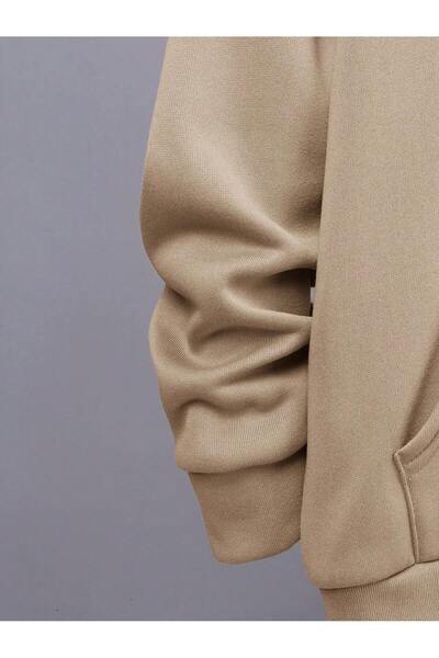 aynewmoda Attitude X Ecru Hooded Sweatshirt - Front and Back Printed