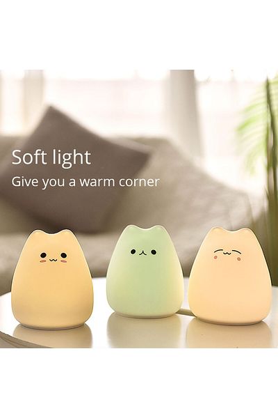 CENSHION LED Night Light Colorful Cat Silicone Animal Light Touch lights Cartoon Silicone Lamp Bedroom dec...