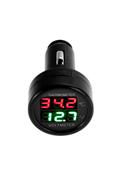 APWIKOGER 3'ü 1 arada 12/24V Dijital LED Ekranlı Araç Voltmetre USB Şarj Ciha...