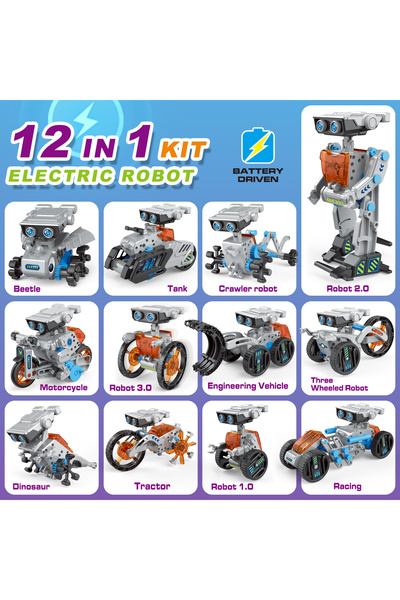 Choice1 روبوت شمسي رمادي 12 في 1، لعبة تجارب علمية، أداة تعليمية تعمل بالطاقة...