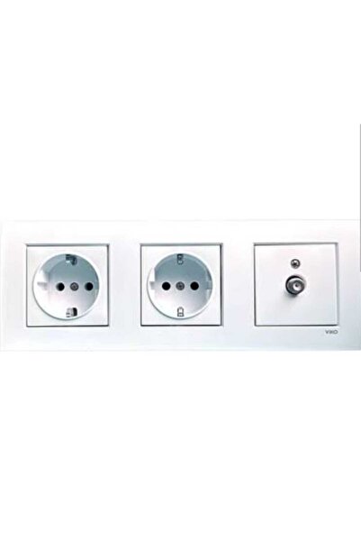 VİKO Viko Karre White Set of 3 Tv Satellite Socket (F Connector) Grounded Soc...