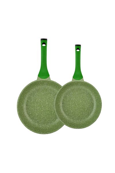 Prestige Essentials Granite Non Stick Set Combo | 24cm + 28CM Fry Pan Set  - Green