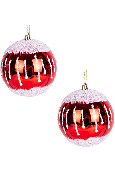 Herdekora Christmas Ball Colorful Glitter Snow Effect 2 Pack Red-White 10 Cm.