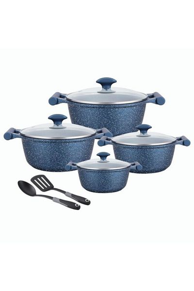 Prestige Essential Granite 10 pcs Cookware Sets - Blue