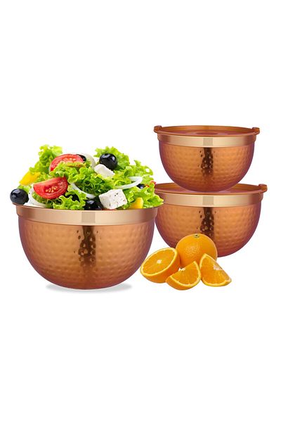 Winsor Multi-Purpose Bowl with lacquered hammered ( copper color exterior )