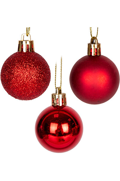 Herdekora Christmas Ball Glitter Matte Glossy Set of 12 Red 4 Cm.