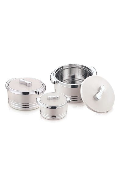 Winsor Omega Hot Pot Stainless Steel Casserole 3 pcs set 1500 + 2200 + 3300m  - Silver