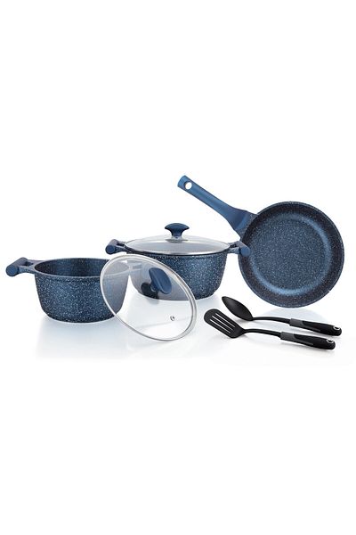 Prestige Essentials Granite 7 Piece NonStick Cast Aluminium Cookware sets - Blue