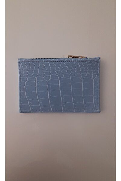 SHIKIRTI Suport pentru carduri-portofel cu fermoar de culoare albastru bebeluș (livrare în cutie)