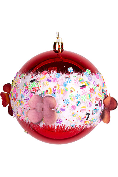 Herdekora Christmas Ball Leaf and Cake Ornaments Figured 2 Pack Red 10 Cm.