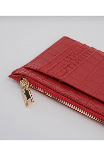 SHIKIRTI Red Color Zipper Section Card Holder-Wallet (Shipped in Box)
