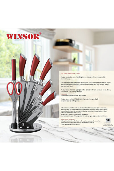 Winsor 8 Pc Knife Set - Assorted Color Black / Grey / Red