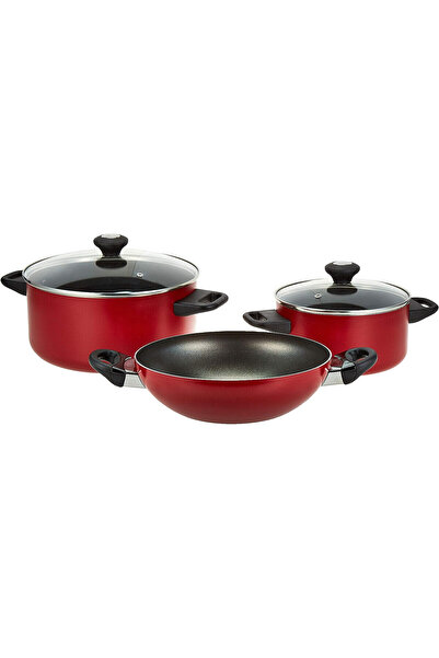 Prestige Classique 16 Piece Cookware Set | Saucepan and Casserole Set with Glass Lid | Color Red