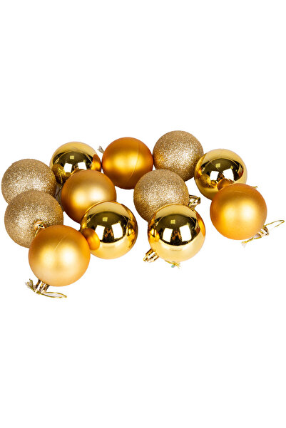 Herdekora Χριστουγεννιάτικη Μπάλα Ασημί Ματ Γυαλιστερή Σετ 12 Τεμαχίων Χρυσό 6 εκ.