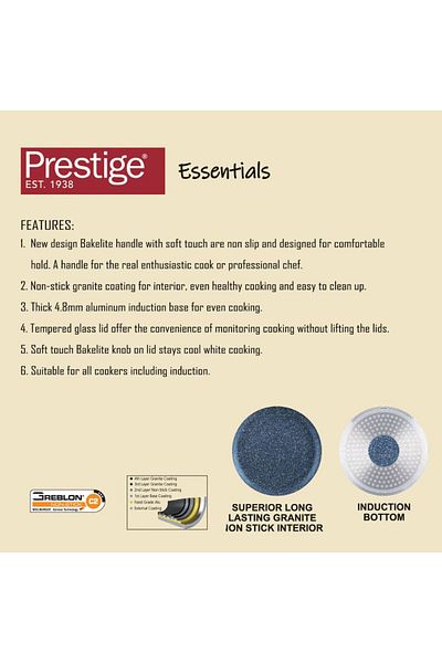 Prestige Essentials Granite 12 Piece NonStick Cast Aluminium Cookware sets - Blue