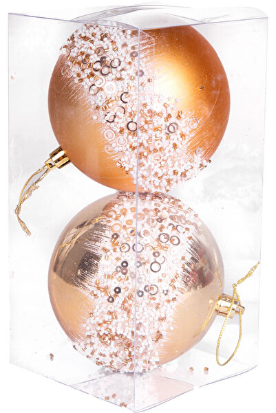 Herdekora Χριστουγεννιάτικη Μπάλα Λευκές Χάντρες και Χρυσό Δαχτυλίδι Μοτίβο Πακέτο 2 Χρυσό 10 εκ.