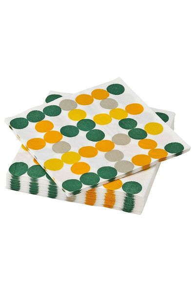 merni Dotted Yellow Green Colored Patterned Paper Napkin 33X33 cm 15 Pieces