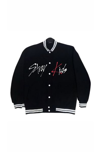 DEEFWEAR Stray Kids εμπριμέ μαύρο Unisex Oversize College Jacket