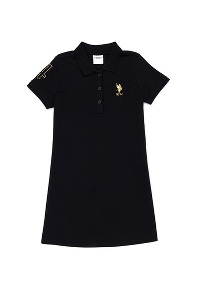 U.S. Polo Assn. Rochie neagră tricotată pentru fetiță 50270099 -VR046