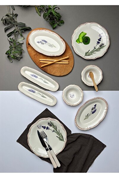 tabakevi Tabak Evi Porselen Fulya Lavanta Kahvaltı Takımı 6 Kişilik 14 Parça