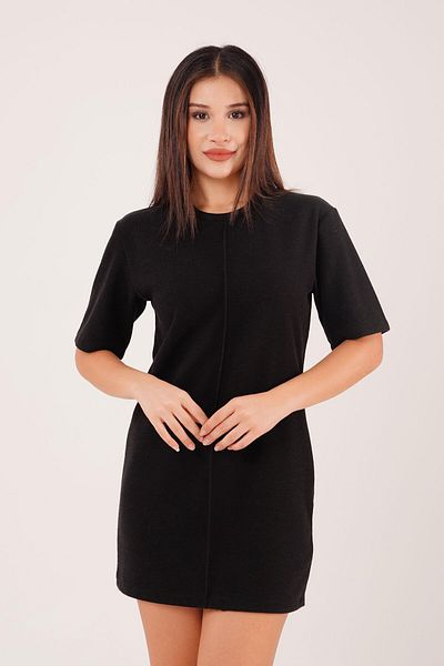 Hipo Trend Short Sleeve Thessaloniki Fabric Black Short Dress